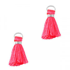 Mini Quaste 2cm - Silver-fuchsia neon pink
